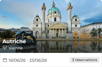 L'application affiche l'historique des voyages avec les dates des destinations passées et futures, ainsi qu'un programme quotidien détaillé des activités.