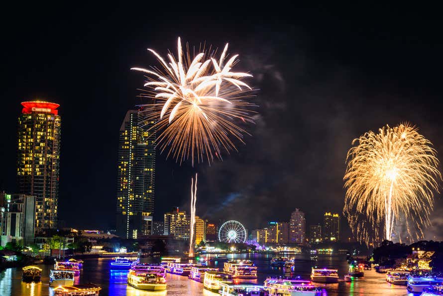 Fuegos artificiales en Nueva York el día de Año Nuevo