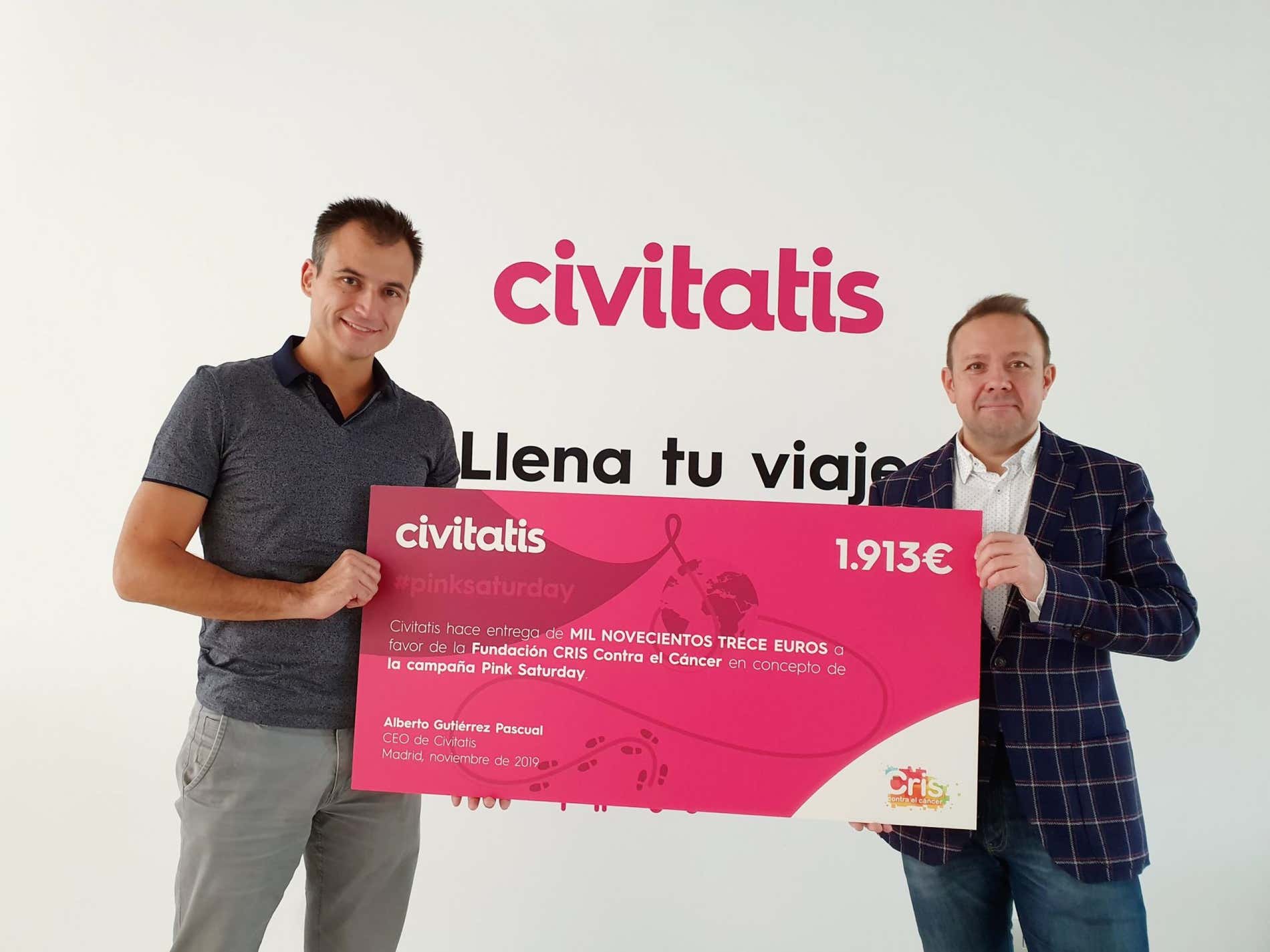 Civitatis entrega a la Fundación CRIS Contra el Cáncer su donación de la campaña Pink Saturday