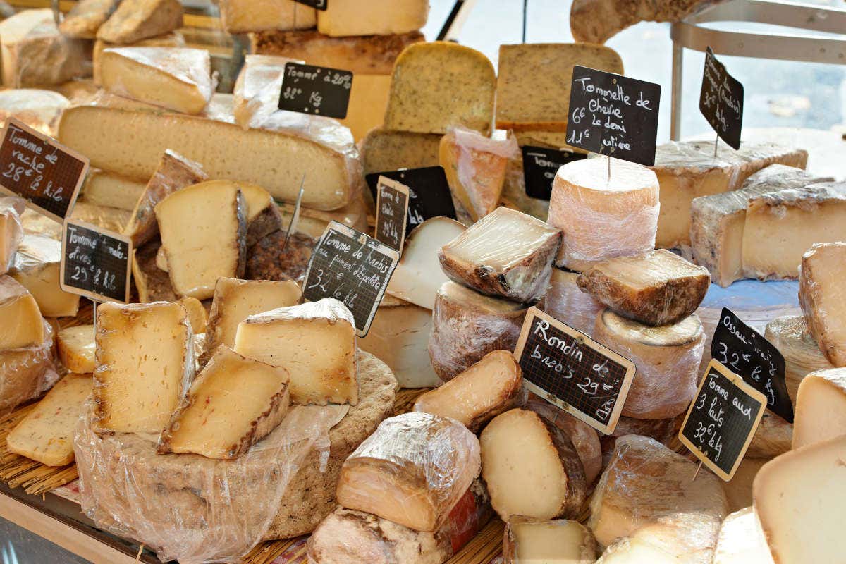 Quesos en el mercado de Aix-en-Provence