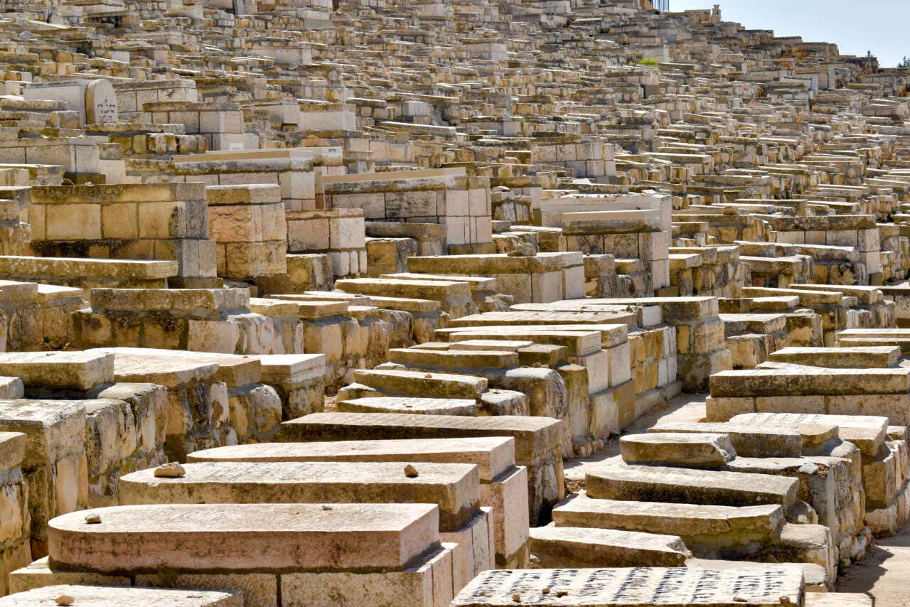 El cementerio judío en Monte de los Olivos, Jerusalén.