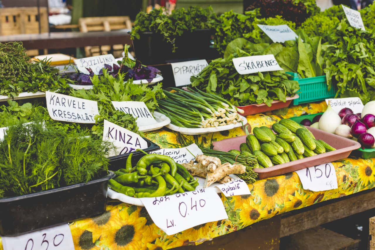 Stand de légumes au Marché Central de Riga