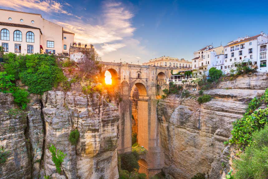Puente Nuevo de Ronda al atardecer en Málaga.