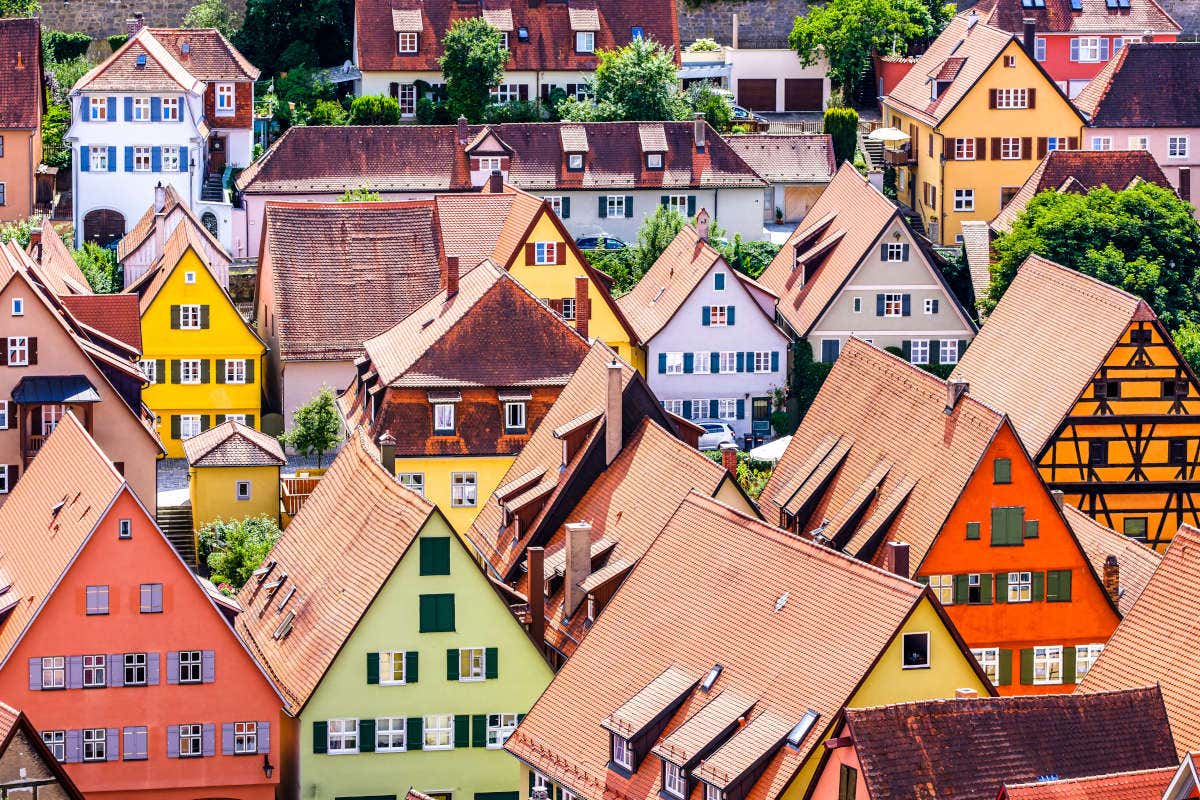 Postal de las casas de colores de Dinkelsbühl