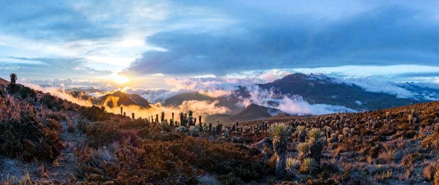 Nevado del Tolima e paisagens do Parque de los Nevados.