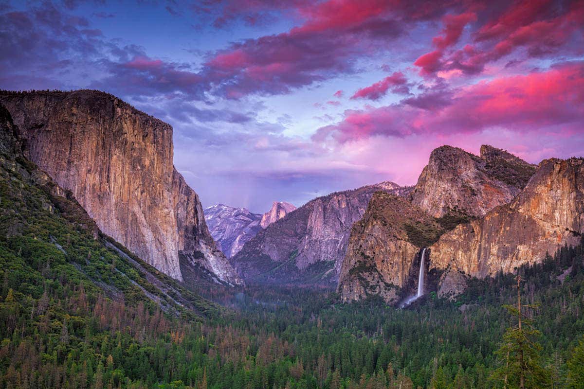 Atardecer en el parque nacional de Yosemite