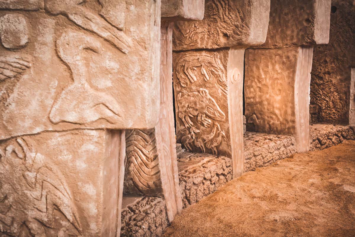 Caved pillars in the Göbekli Tepe Temple, located in southern Turkey