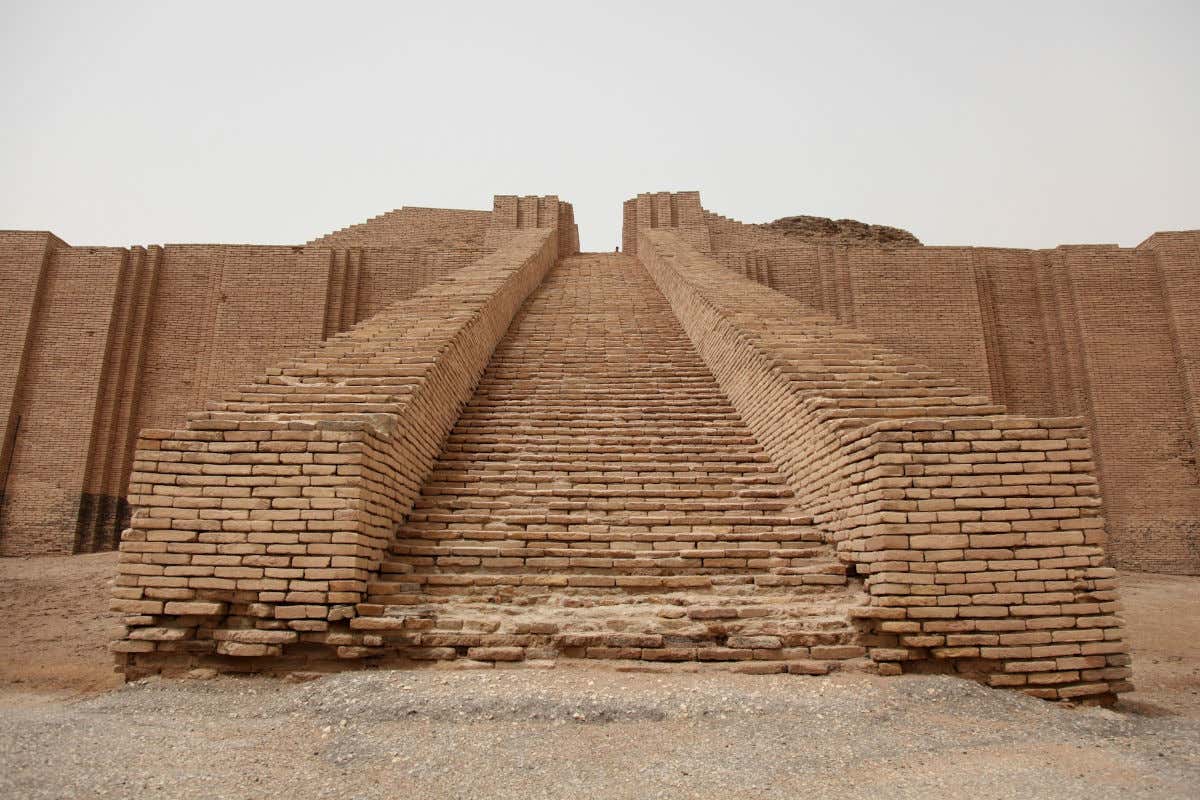 Stone steps up to the Zigurat of Ur, in Iraq