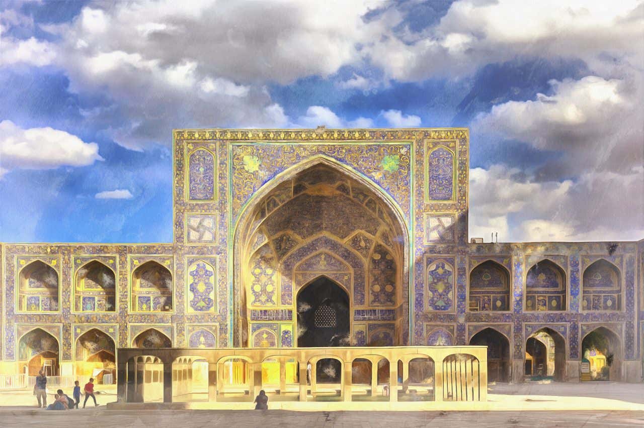 Fachada da mesquita do Imã Khomeini, um exemplo da arquitetura islâmica do Irã