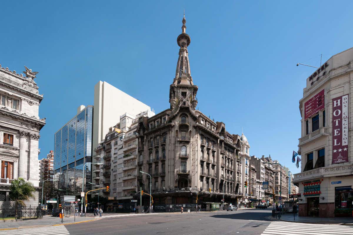 Corner of Rivadavia avenue in Buenos Aires