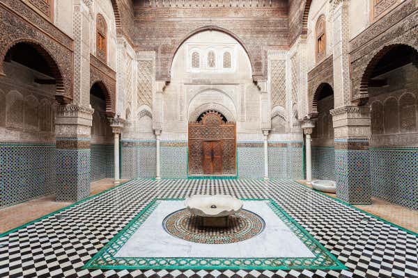Tiled courtyard of the Bou Inania Madrasa