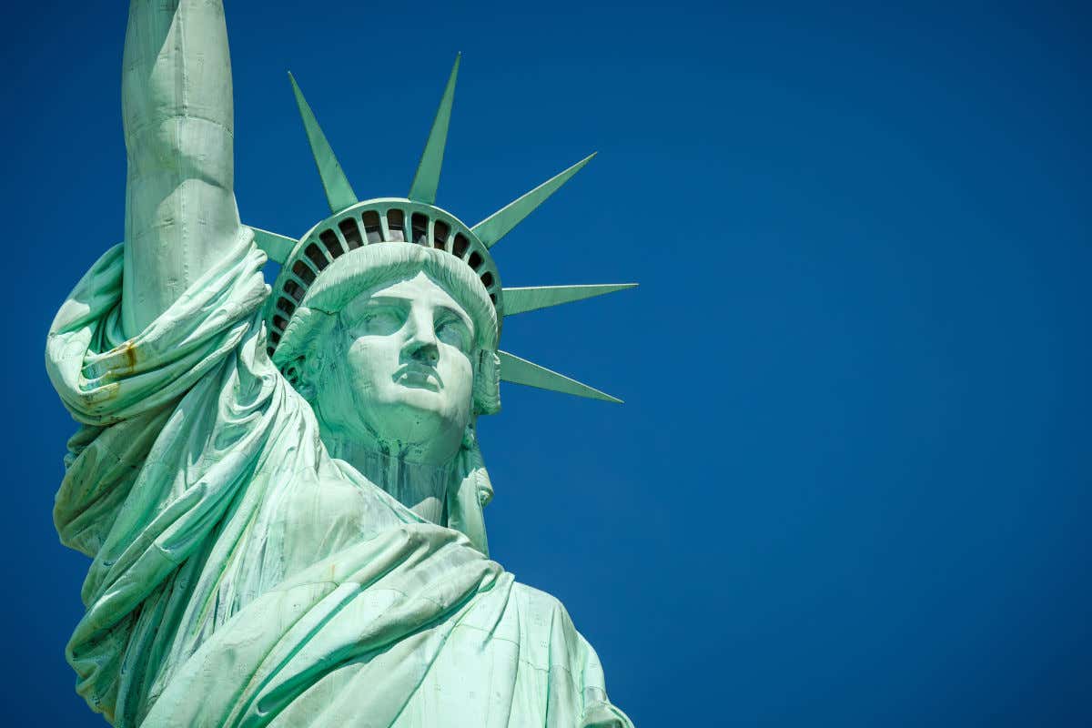 Vista detalle de la Estatua de la Libertad, uno de los mejores miradores de Nueva York