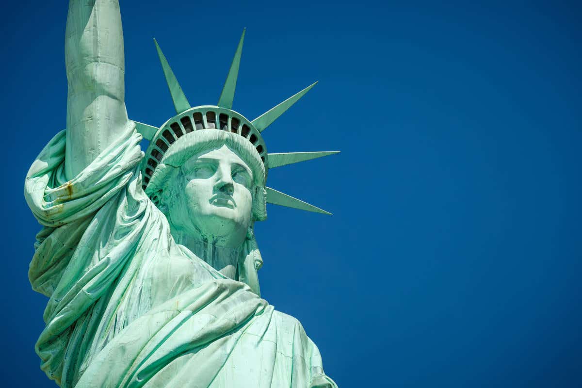 Detailed view of the Statue of Liberty, one of the best viewpoints in New York City