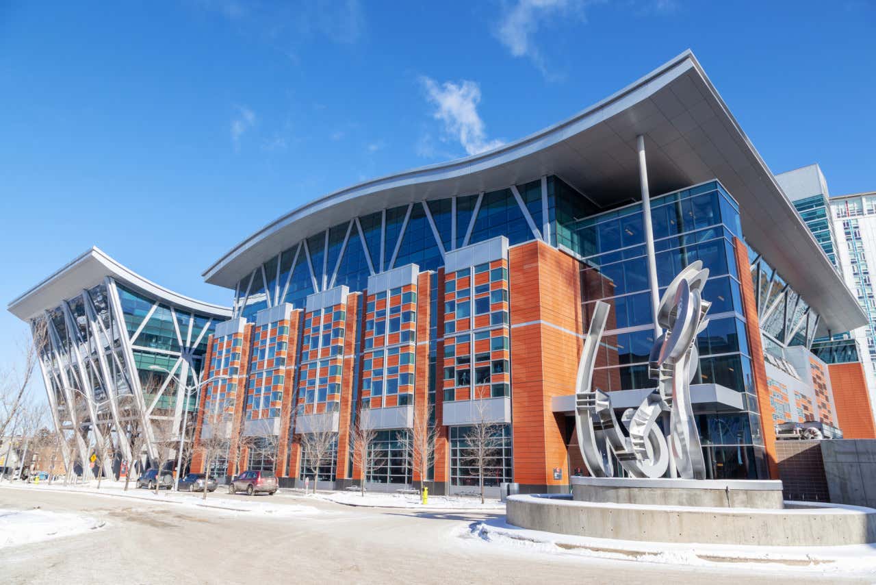 Front façade of the Southern Alberta Institute of Technology filmed for 'The Last of Us'