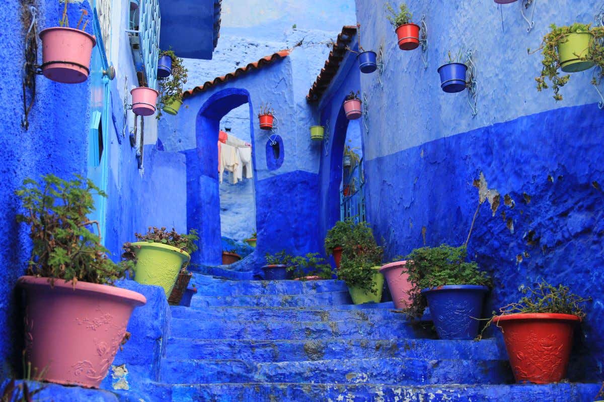 Detalle del Callejón El Asri, la calle más bonita que ver en Chefchaouen