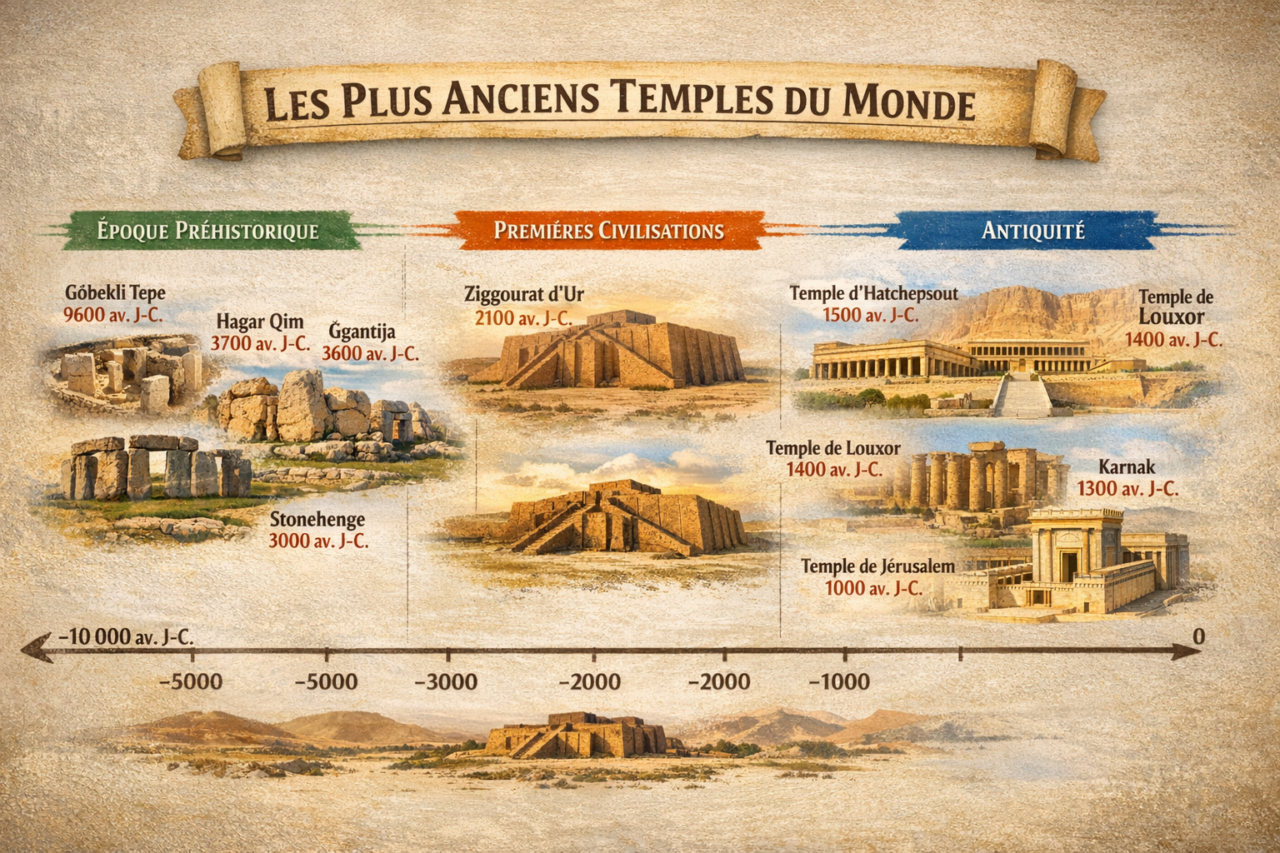 Fresque montrant l'évolution des temples