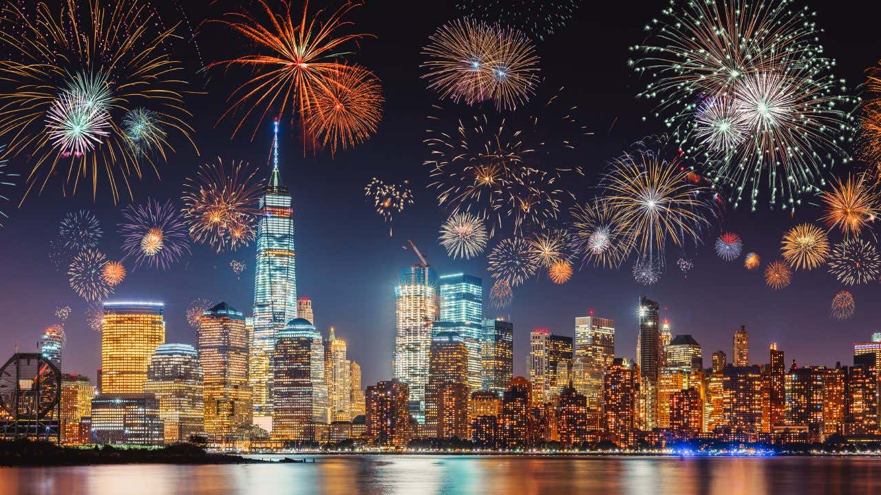 Views of fireworks in New York on Fourth of July.
