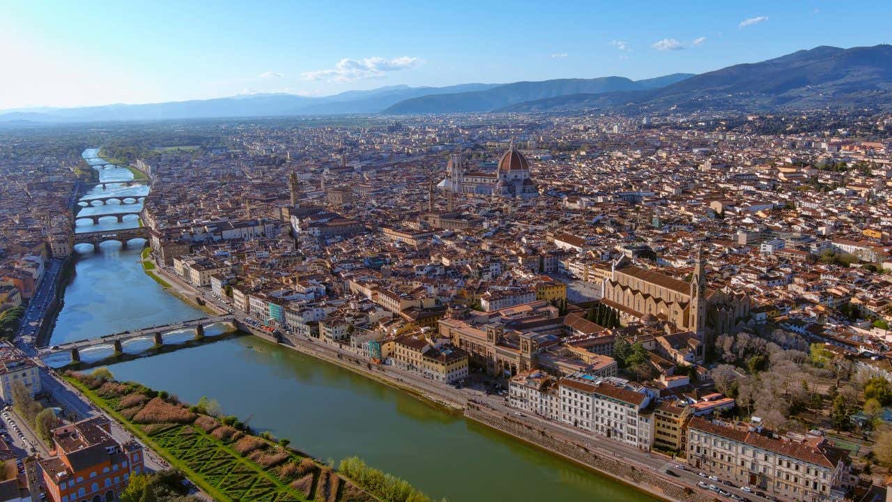 Aerial view of the city of Florence on a sunny day