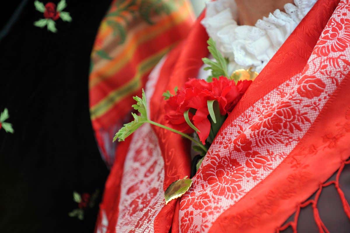 Un pañuelo de color rojo tomado en primer plano