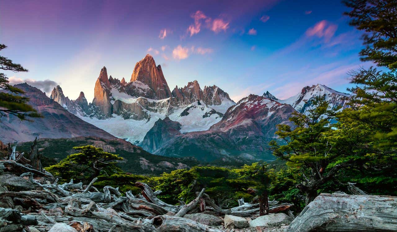 Vue sur la montagne Fitz Roy, un lieu où faire un trek en Patagonie