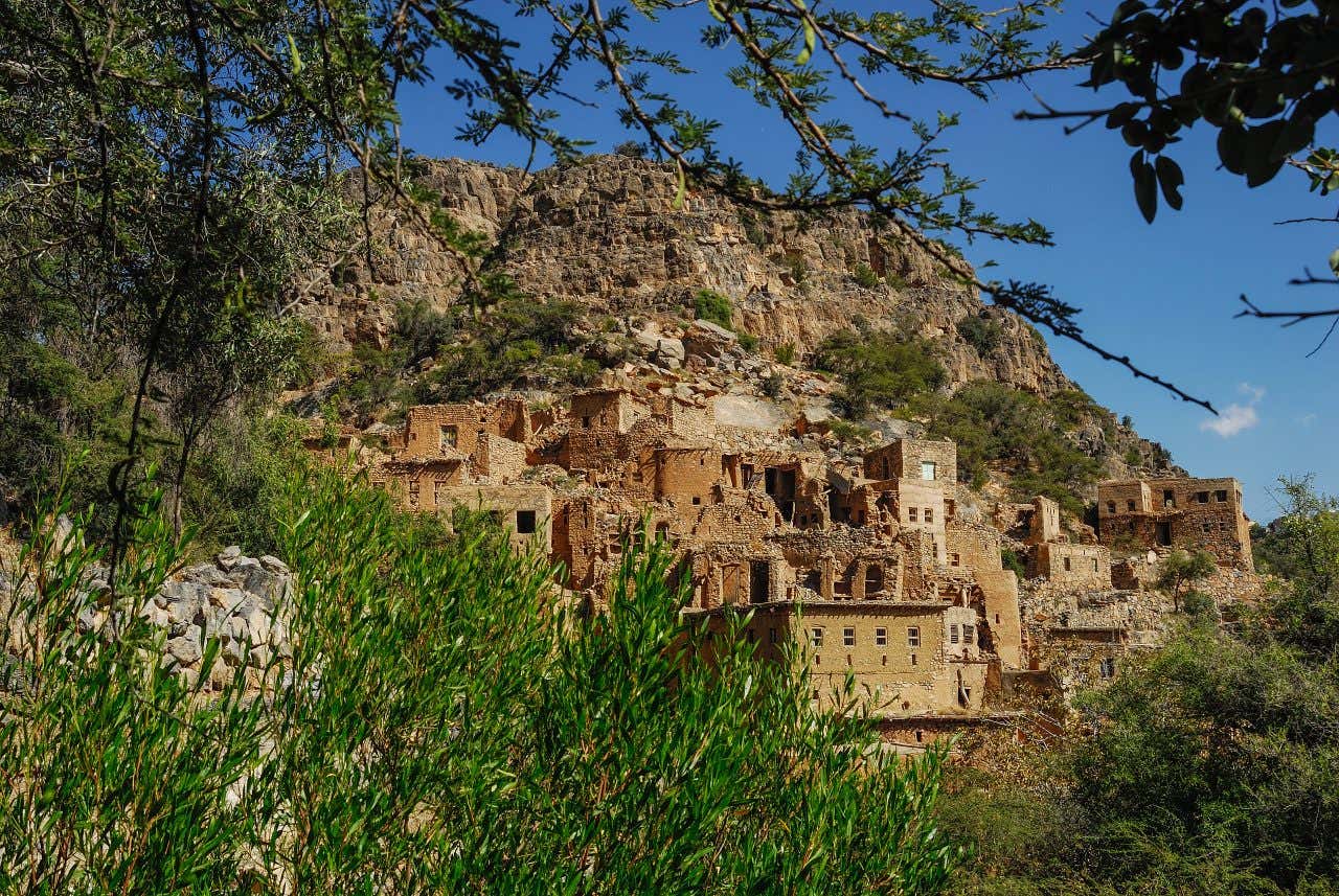 El pueblo abandonado de Wadi Bani Habib, enclavado en una montaña de la sierra de Jebel Akhdar