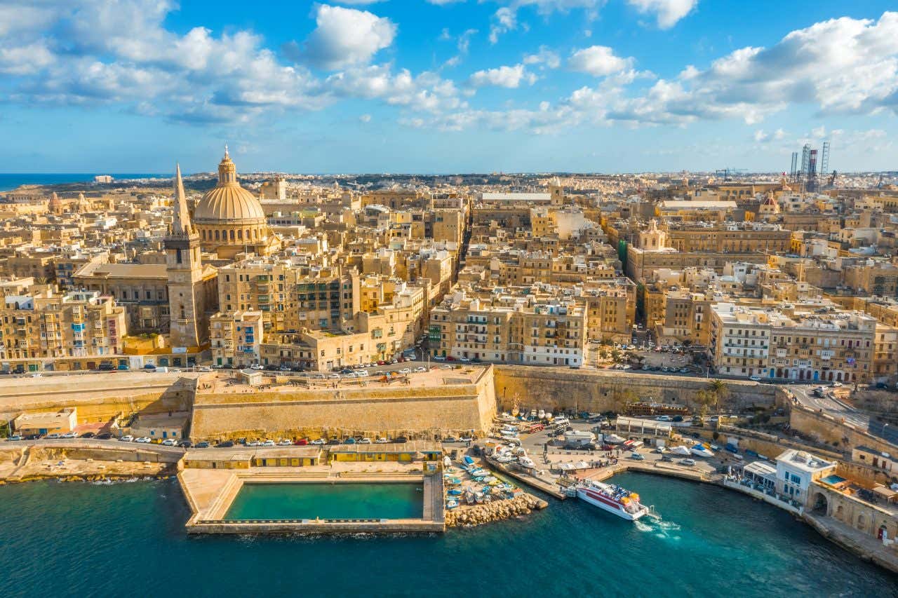 Vue aérienne sur La Valette, la capitale de Malte