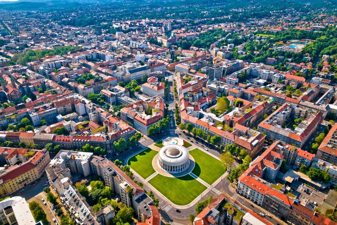Vue aérienne sur Zagreb, la capitale de la Croatie