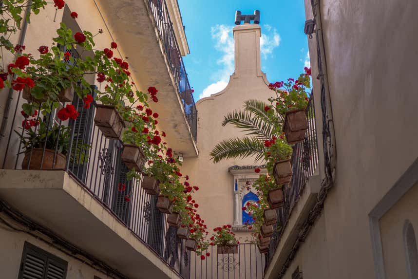 Vista de los balcones y la decoración floral del interior del Museo de la Legación Americana en Tánger