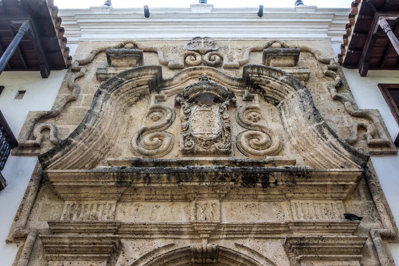 Fachada del Palacio de la Inquisición, en Cartagena de Indias