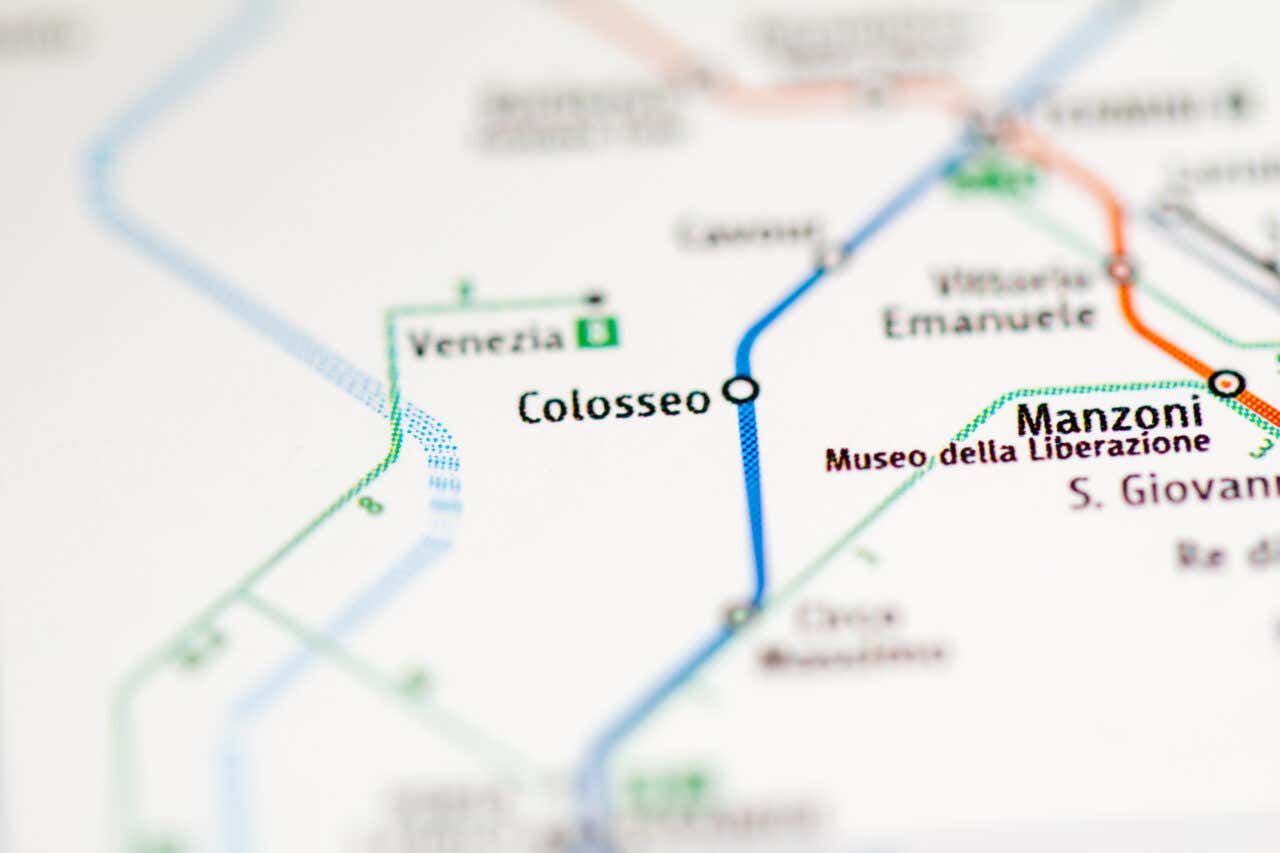 Mappa della metropolitana di Roma con varie fermate