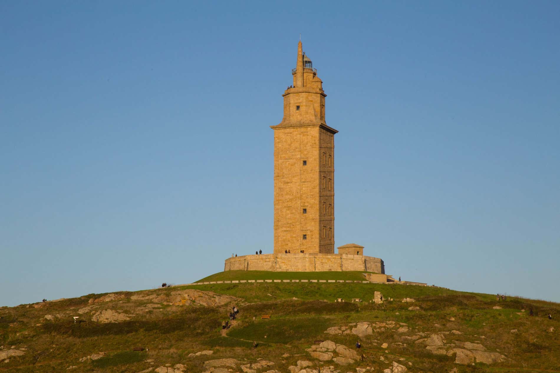 Panorâmica da Torre de Hércules, em La Coruña, no noroeste da Espanha