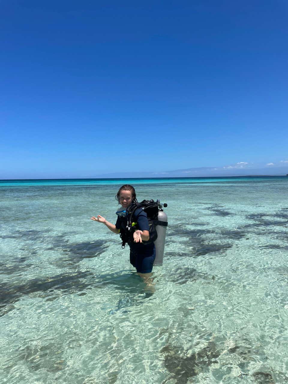 Alice, aprendiendo a bucear en la República Dominicana 