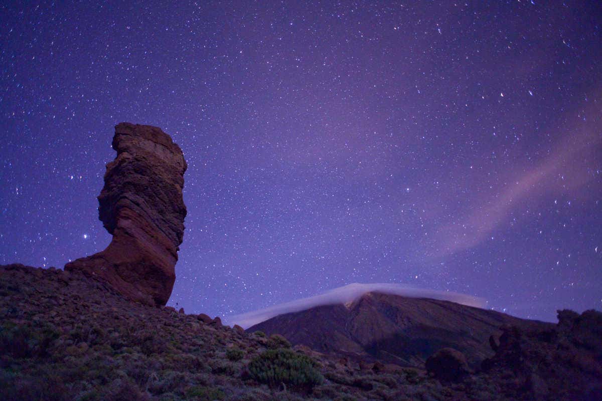 El cielo estrellado en el Parque Nacional del Teide