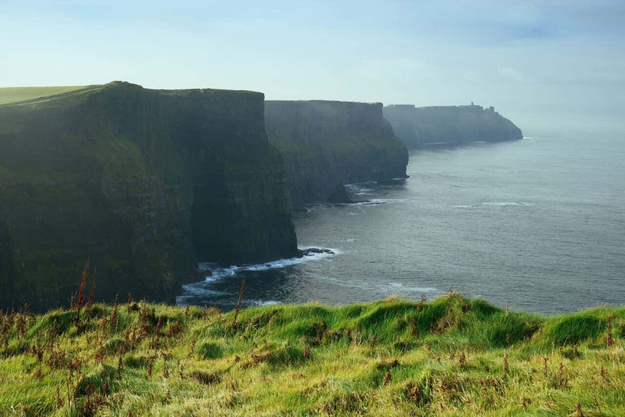 The Cliffs of Moher seen from above.