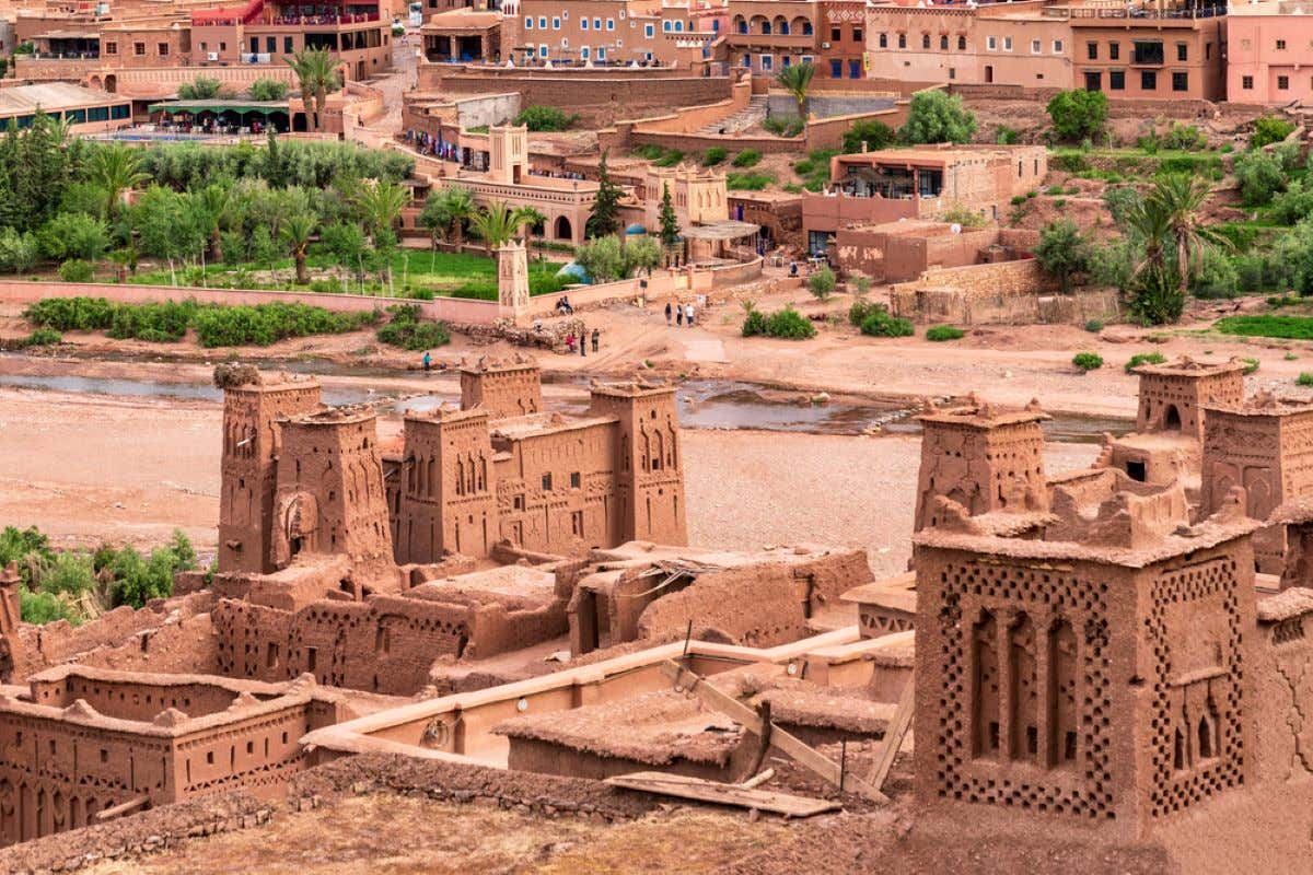 Views of Aït Benhaddou in Morocco, an ancient clay city.