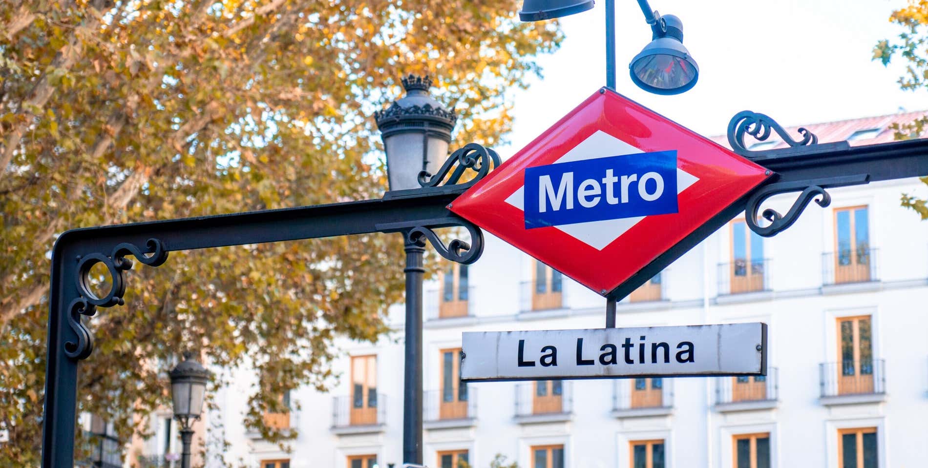 The metro sign of La Latina, in Madrid