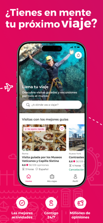 Interfaz de la nueva app de Civitatis