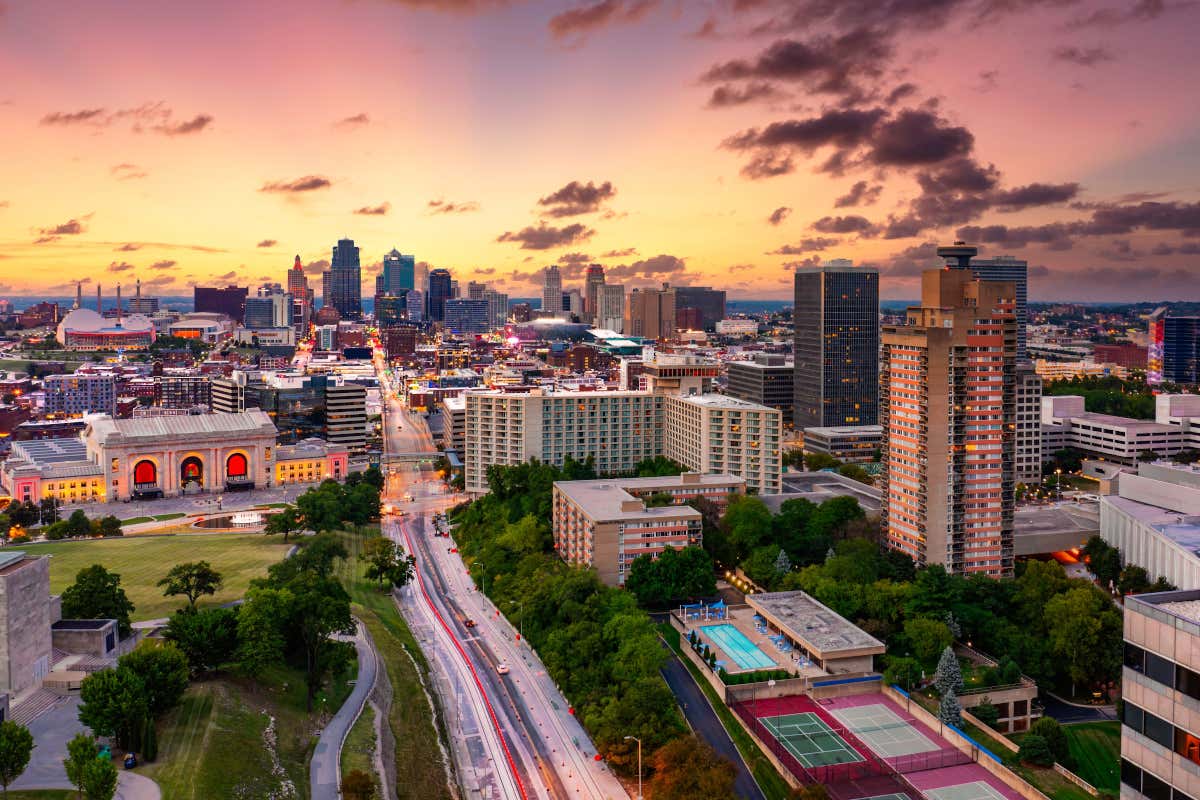 Vista panorámica de los rascacielos de Kansas City, en Estados Unidos