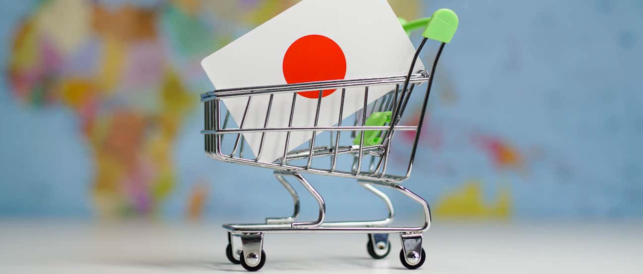Carrito de compra con la bandera japonesa