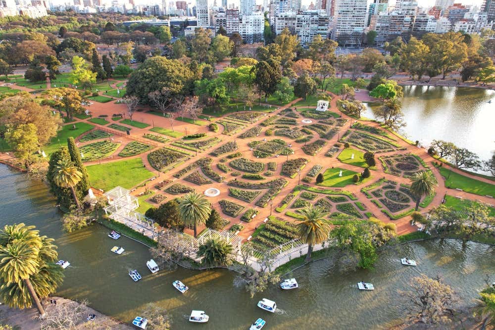 Aerial view of the Bosques de Palermo park in Buenos Aires