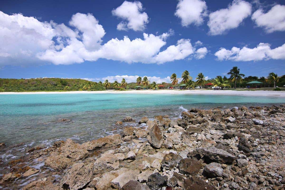 Detalles de las rocas de una playa caribeña