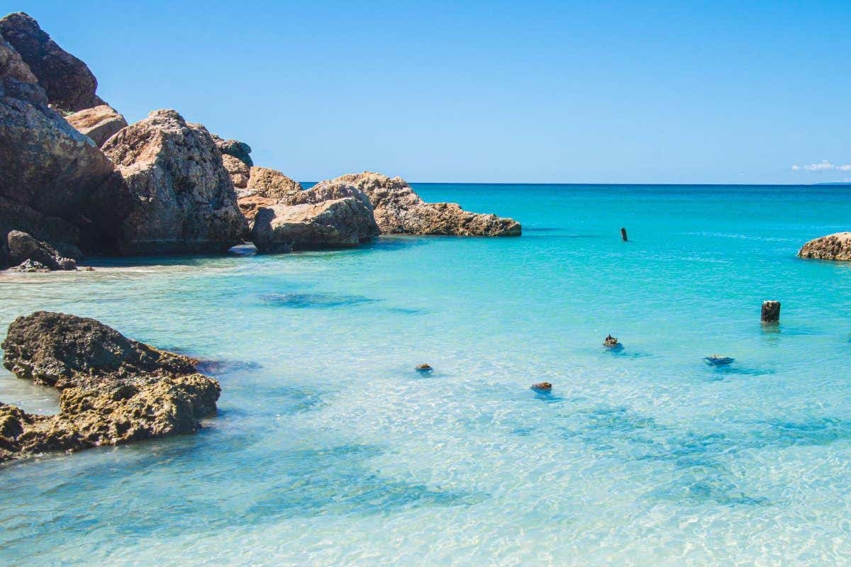 Aguas cristalinas de una playa virgen en el Caribe