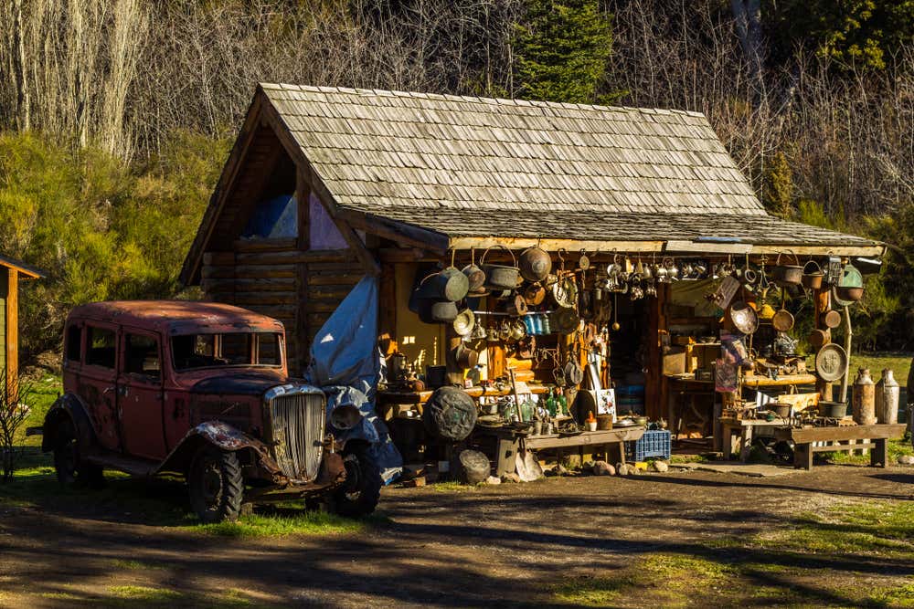 Detalhe de uma casa de campo em Colônia Suíça, em Bariloche, Argentina