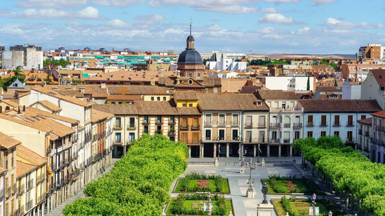 Vista aerea sulla piazza principale di Alcalá de Henares