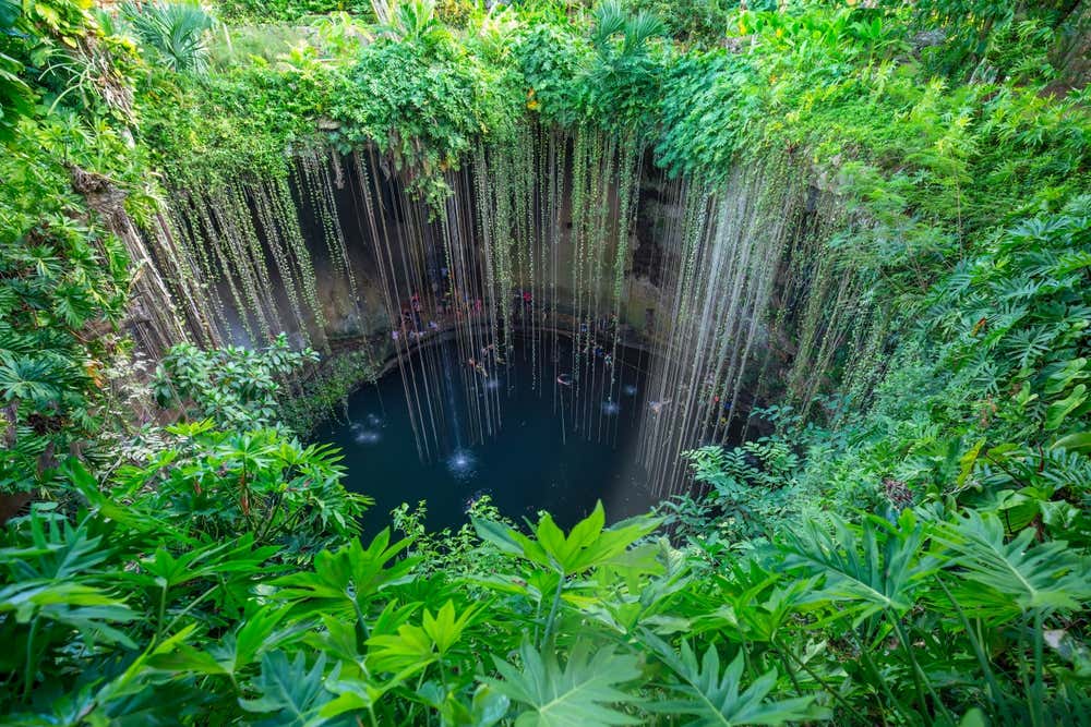 Cenote Ik Kil, Yucatán, seen from above.