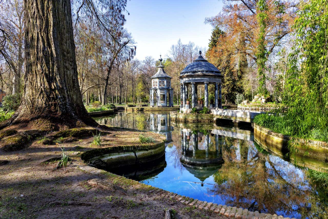 Vista sulla vegetazione del Jardín del Príncipe in una giornata di sole
