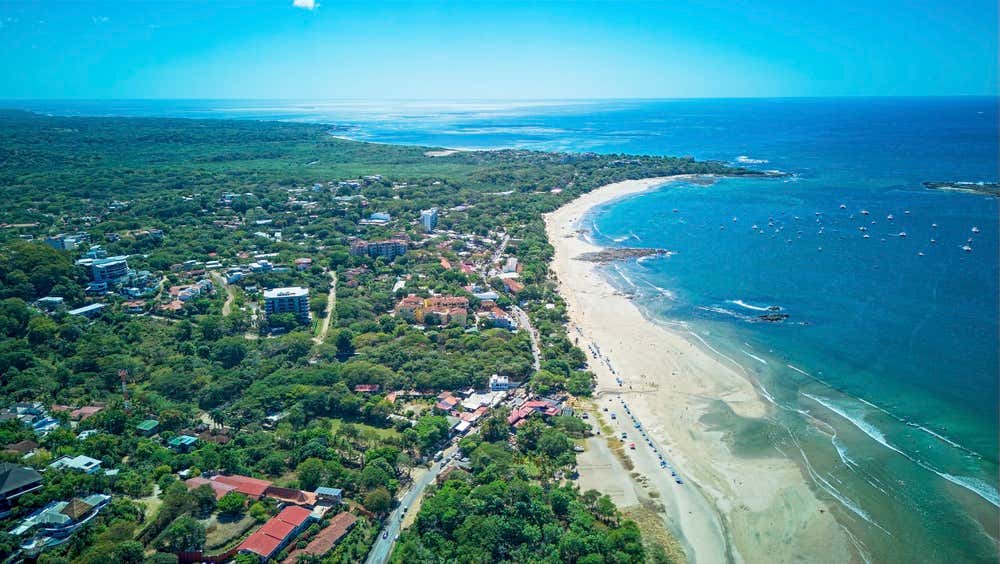 Aerial view from the sea of Tamarindo Costa Rica.