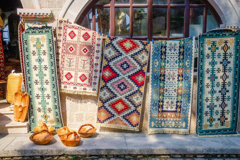 Alfombras en el bazar de Kruja