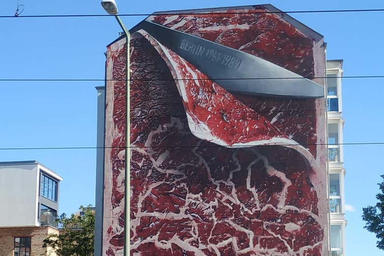 Admire the iconic meat mural
