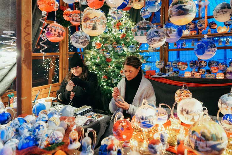 Postos do mercado de Natal na Praça da Prefeitura